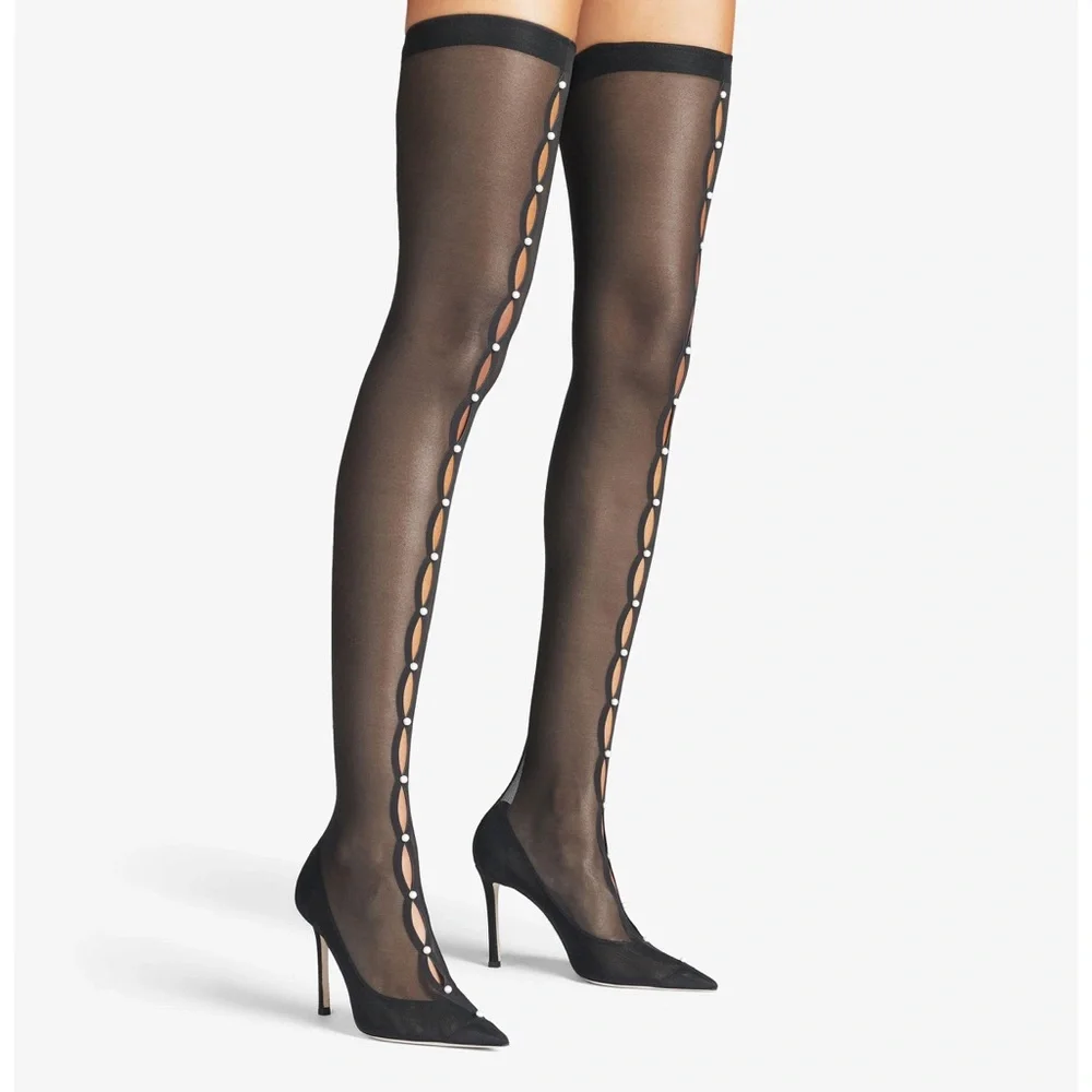 New Jimmy Choo Psyche 95 mesh over-the-knee boots $1,895 - Picture 3 of 13